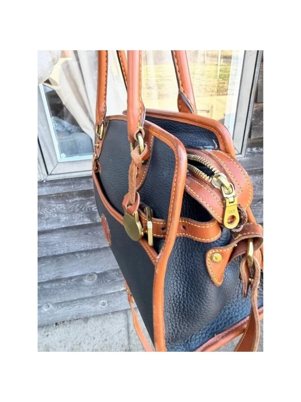 Vintage Dooney and Bourke pebbles leather double handle satchel purse.